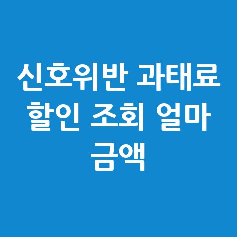 신호위반 과태료 할인 조회 얼마 금액