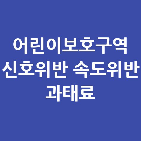 어린이보호구역 신호위반 속도위반 과태료