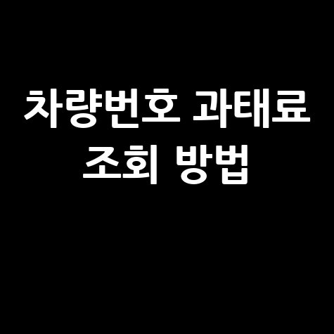 차량번호 과태료 조회 방법
