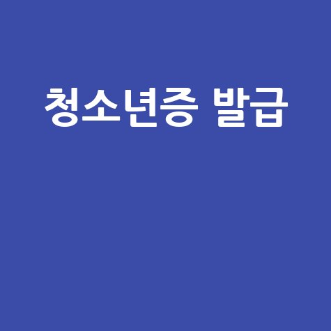청소년증 발급