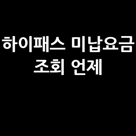 하이패스 미납요금 조회 언제 1
