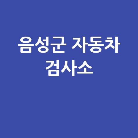 음성군 자동차 검사소