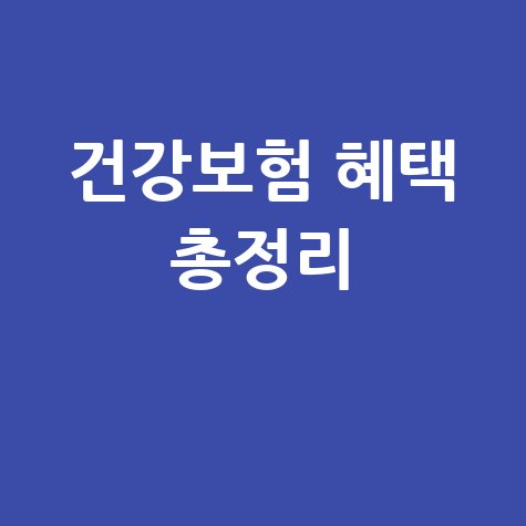 건강보험 혜택 총정리