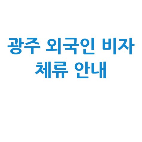 광주 외국인 비자 체류 안내