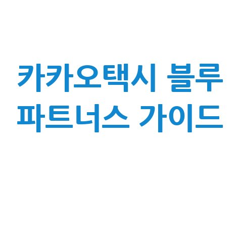 카카오택시 블루 파트너스 가이드