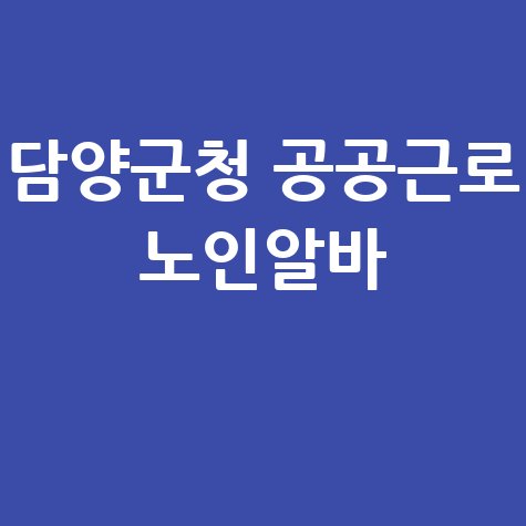담양군청 공공근로 노인알바