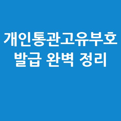 개인통관고유부호 발급 완벽 정리
