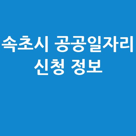 속초시 공공일자리 신청 정보