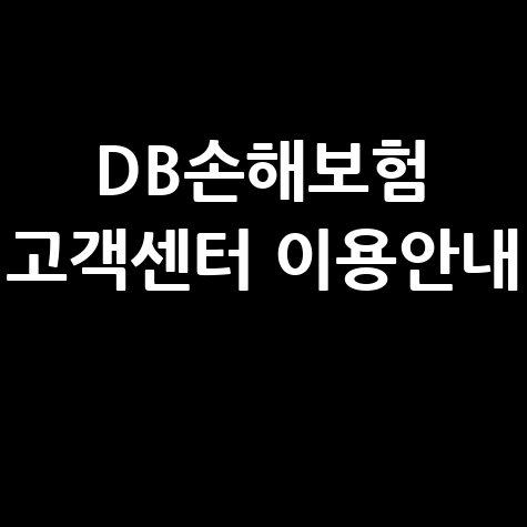 DB손해보험 고객센터 이용안내