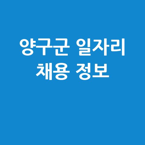 양구군 일자리 채용 정보