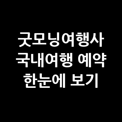 굿모닝여행사 국내여행 예약 방법 및 홈페이지 안내